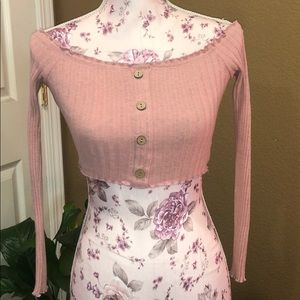 Off Shoulder Pink Crop